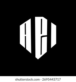 A bold white three-letter a black hexagonal monogram logo design