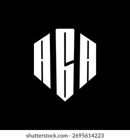 A bold white three-letter a black hexagonal monogram logo design