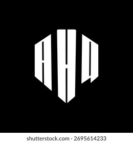 A bold white three-letter a black hexagonal monogram logo design