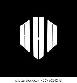 Ein fett weißes, dreibuchstabiges schwarzes, sechseckiges Monogramm-Logo-Design