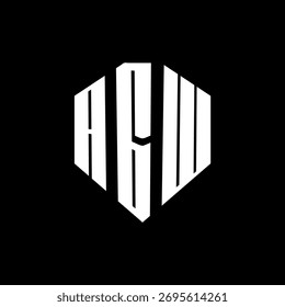 Un diseño de logotipo de monograma hexagonal negro de tres letras en blanco y negrita