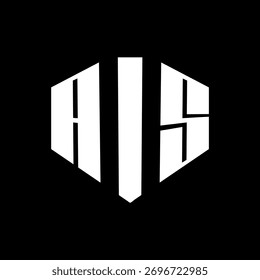 A bold white three-letter a black hexagonal monogram logo design