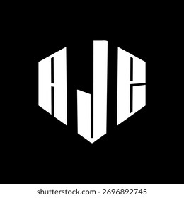 Un diseño de logotipo de monograma hexagonal negro de tres letras en blanco y negrita
