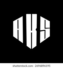 Um negrito branco de três letras um preto hexagonal monograma logotipo design

