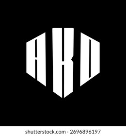 Un diseño de logotipo de monograma hexagonal negro de tres letras en blanco y negrita
