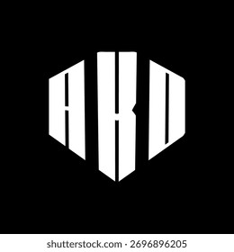 A bold white three-letter a black hexagonal monogram logo design
