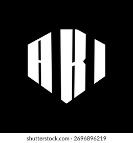 Un diseño de logotipo de monograma hexagonal negro de tres letras en blanco y negrita
