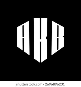 Un diseño de logotipo de monograma hexagonal negro de tres letras en blanco y negrita
