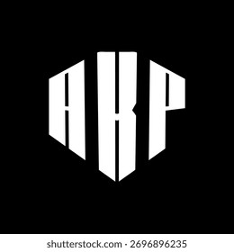 Ein fett weißes, dreibuchstabiges schwarzes, sechseckiges Monogramm-Logo-Design
