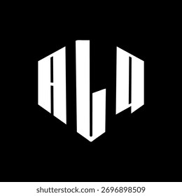 Un diseño de logotipo de monograma hexagonal negro de tres letras en blanco y negrita

