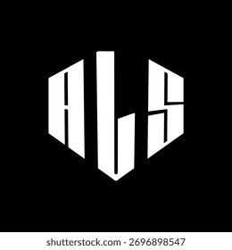 Um negrito branco de três letras um preto hexagonal monograma logotipo design
