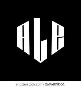 Un diseño de logotipo de monograma hexagonal negro de tres letras en blanco y negrita
