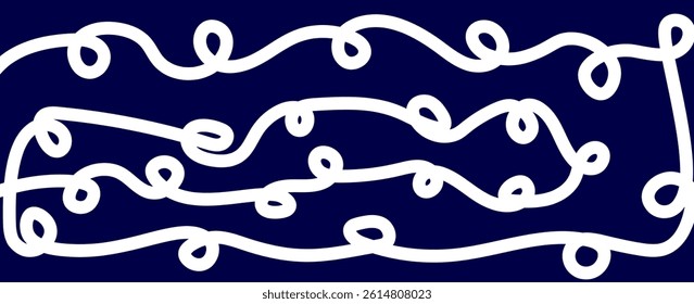 A bold white unbroken minimalist doodle style illustration on a dark background. Repeating cheerful circles create a visual rhythm. vector