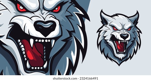Bold White Werewolf Mascot: Ferocious Logo for Dominant Sport and E-Sport Teams - Vector Graphic Design
