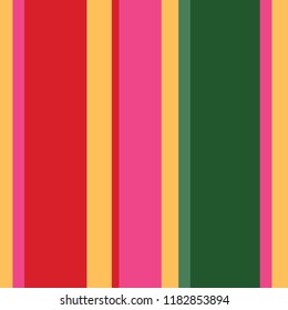 Bold, wide multicolor vertical stripe, seamless vector pattern. Bright concentrated colors from Mexican shawls and blankets- traditional in Mexico. Graphic for textiles, packaging, paper decorations.