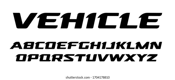 Bold wide simple font slant letters, trendy font with spurs like blade. Vector font set for sport, racing, biking, active lifestyle. Vector typography