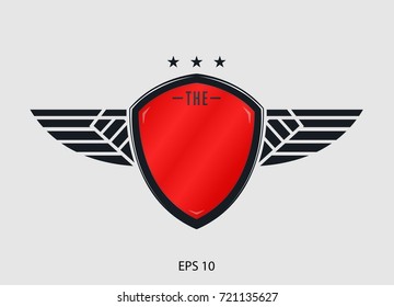 Bold Winged shield graphic element for logo or icon design template