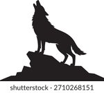 Bold wolf silhouette vector with moon theme perfect for wildlife graphics, 


adventure designs, t-shirts, stickers, badges, and logo projects.