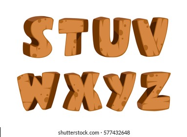 Bold wooden textured font alphabets for kids part 3