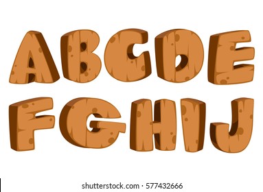 Bold wooden textured font alphabets for kids part 1