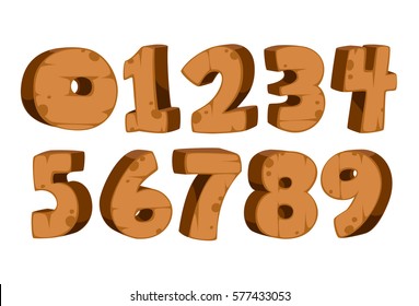 Bold wooden textured font alphabets for kids numbers