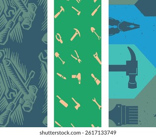Bold Worker Icon Seamless Pattern Design for May Day Decor

