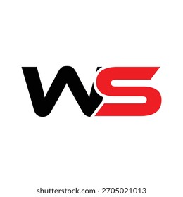 Design vetorial do logotipo da letra WS em negrito. Monograma Dinâmico para Esporte, Automotivo, Tech Branding. Símbolo Inicial Vermelho e Preto Moderno.