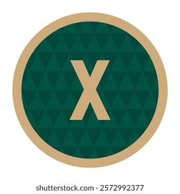Bold x Design in Green Circle with Gold Border, Modern Vector Icon