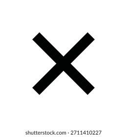 Bold x mark icon. Black cross symbol isolated on white background.