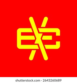 Bold XE Monogram Symbol en amarillo sobre fondo rojo – Diseño de logotipo Abstractas moderno