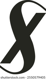 Um vetor de logotipo XS arrojado com letras dinâmicas e sobrepostas, apresentando linhas limpas e simetria moderna, perfeito para marcas focadas em inovação, energia e estilo.