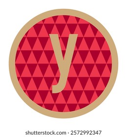 Bold y Design in Red Circle with Gold Border, Modern Vector Icon
