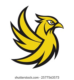 Bold Yellow Bird Logo Dynamic Winged Emblem for Branding.