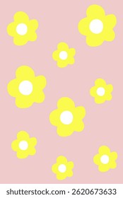 Bold yellow flower graphics set against a strong purple base, creating a modern and eye-catching layout.
