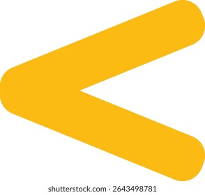 Bold yellow less than symbol in flat design style on white background. Perfect for math, education, or digital graphic elements.
