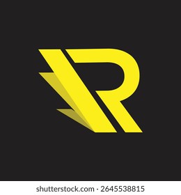 Bold Yellow Letter R Logo – Modern Monogram Symbol on Black Background