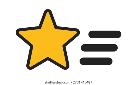 Un ícono de estrella amarilla con líneas Horizontales negras, que simboliza clasificaciones o listas.