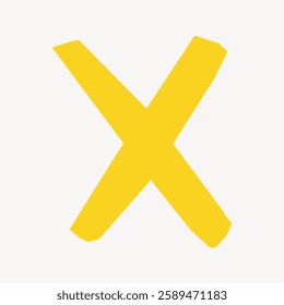 Bold yellow X on a plain white background. Yellow X stands out. Simple design with a yellow X. Minimalist style featuring a yellow X. Creative font vector.