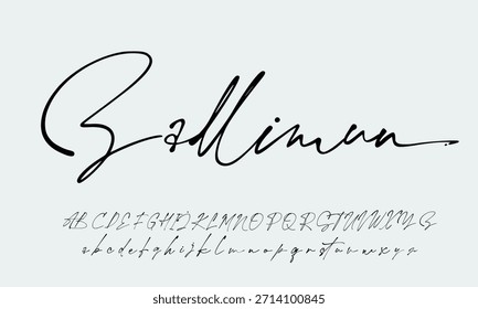 Una fuente manuscrita atrevida pero elegante que captura un estilo de firma realista, ideal para logotipos personales y papelería. 