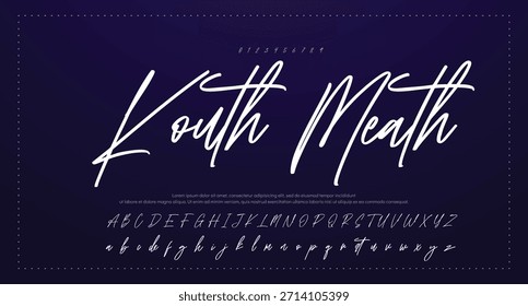 Una fuente manuscrita atrevida pero elegante que captura un estilo de firma realista, ideal para logotipos personales y papelería. 
