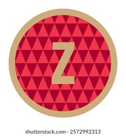 Bold z Design in Red Circle with Gold Border, Modern Vector Icon