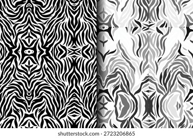 Projeto de padrão de faixa de zebra negrito com listras de animais de alto contraste moderno estilo gráfico arte vetorial sem costura adequado para decoração de moda e projetos de superfície criativa