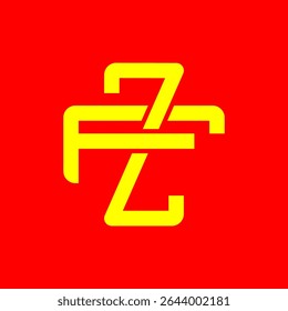 Bold ZF Monogram Symbol in Yellow on Red Background – Modern Abstract Logo Design