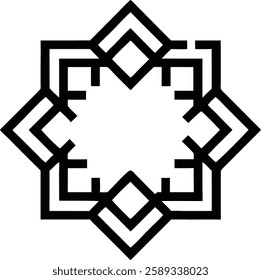 A bold-lined geometric Islamic star pattern, emphasizing symmetry.