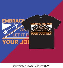 "Boldly express resilience with our 'Embrace the Pain' tee. A fiery blend of typography and abstract flames symbolize channeling adversity into unstoppable motivation. Wear the power within."