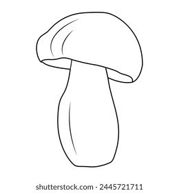 Bolete Mushrooms. Hand drawn Line art. Black and white isolated on white background. Coloring page for kids and adults. Vector illustration.