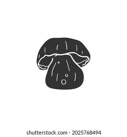 Boletus Aereus Icon Silhouette Illustration. Mushroom Food Vector Graphic Pictogram Symbol Clip Art. Doodle Sketch Black Sign.