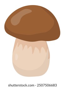 Boletus edible mushroom popular flat style, element growing in forest vector illustration for education or design