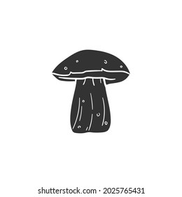 Boletus Edulis Icon Silhouette Illustration. Gourmet Mushroom Vector Graphic Pictogram Symbol Clip Art. Doodle Sketch Black Sign.