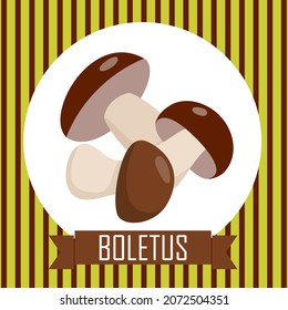 Boletus in a frame. Vector card.